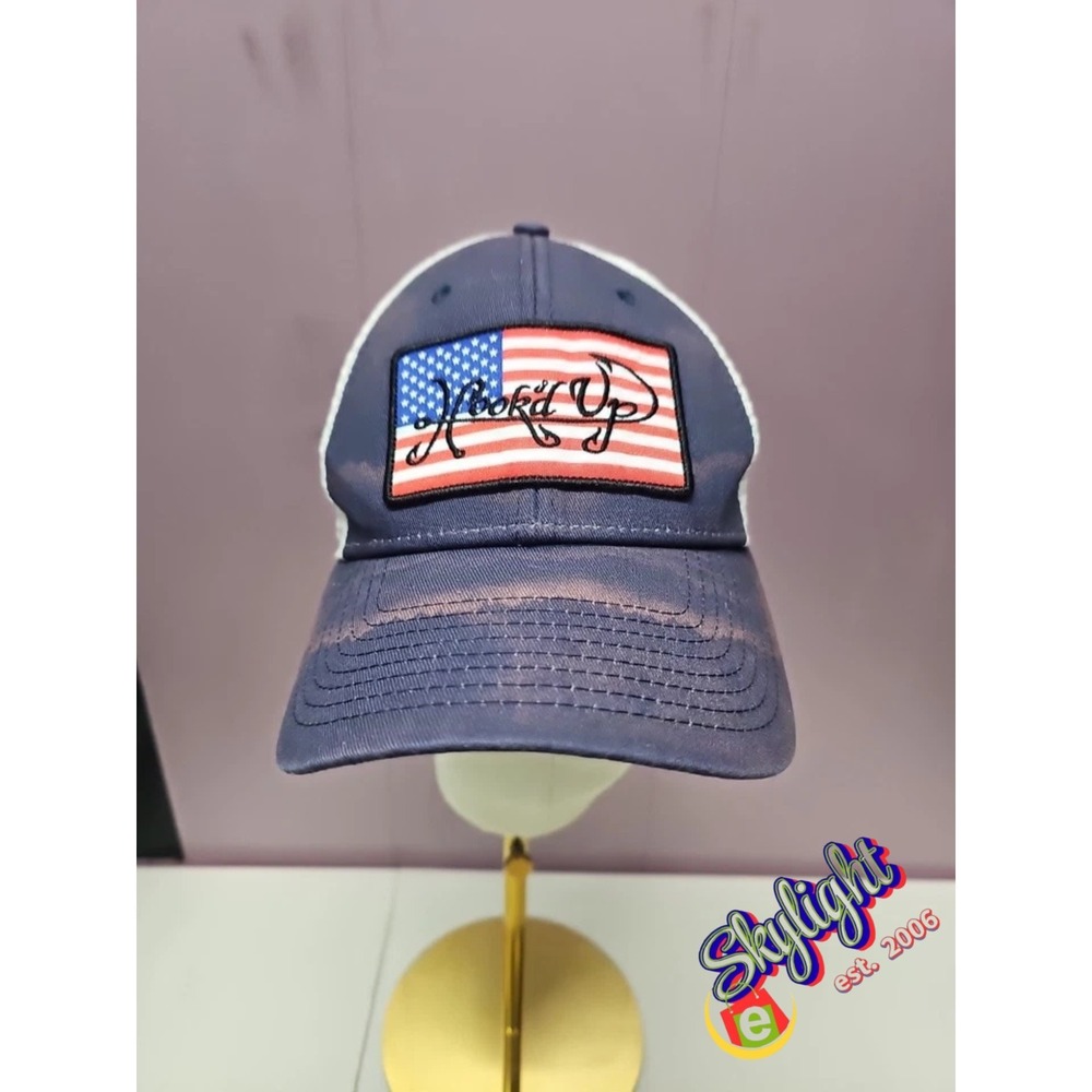 Hat Men Multicolor Hook'd Up Fishing Patch Mesh Trucker Hat Snap-Back Size‎ One